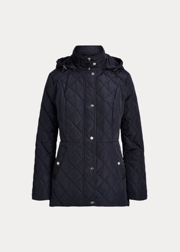 Chaquetas Ralph Lauren Mujer Azul Marino - Quilted Hooded - KFBEX6821